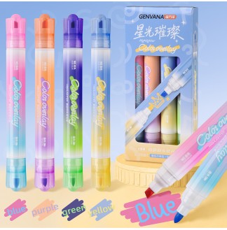 星光璀璨双头叠色4支装荧光笔